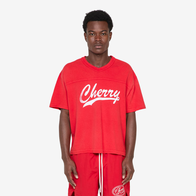 Cotton Football Boxy Jersey Red Tees