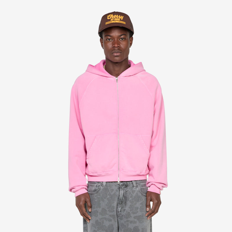 Raglan Zip Up Hoodie Fuchsia Jumpers