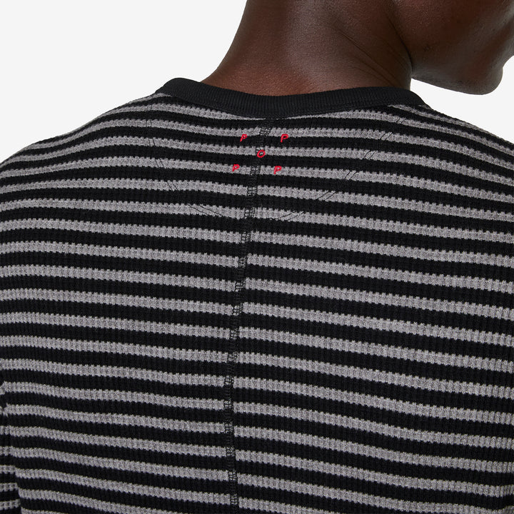 Striped Waffle Crewneck Grey | Black