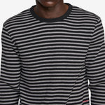 Striped Waffle Crewneck Grey | Black