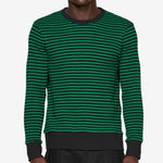 Striped Waffle Crewneck Juniper | Black