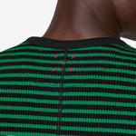 Striped Waffle Crewneck Juniper | Black