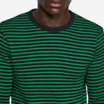 Striped Waffle Crewneck Juniper | Black