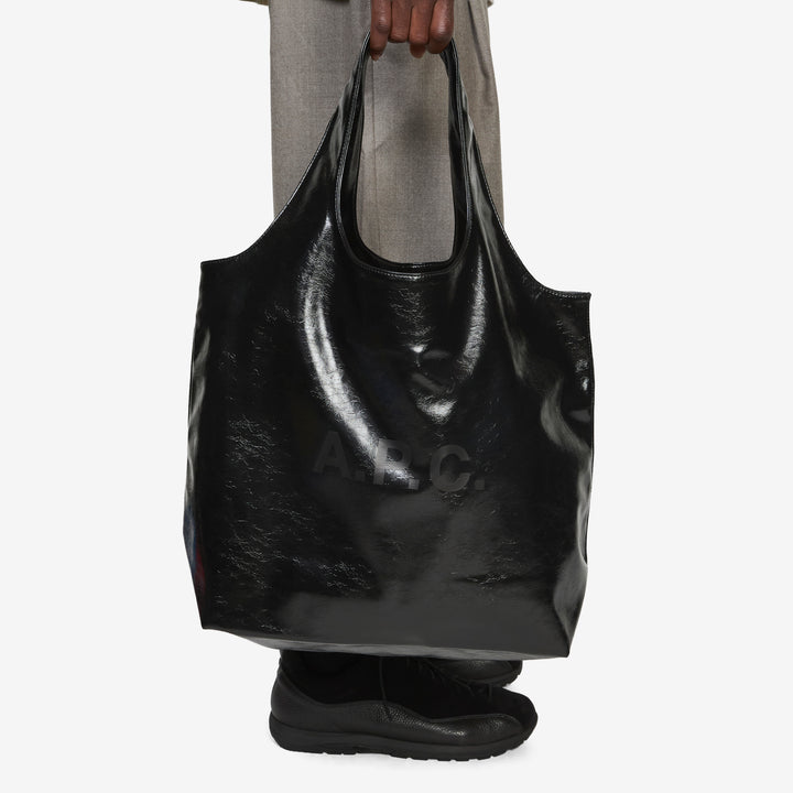 Ninon Tote Bag Cracked Black Front