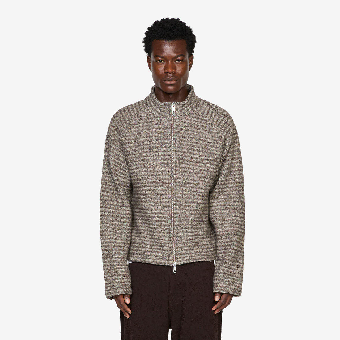 Leisure Zip Up Shredded Brown Stripe Jumpers