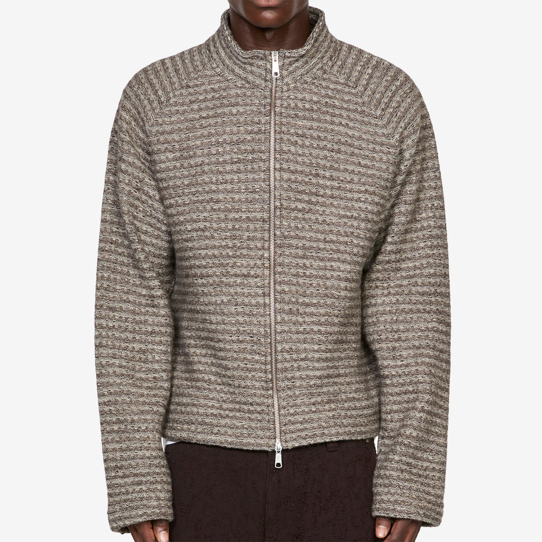 Leisure Zip Up Shredded Brown Stripe Jumpers