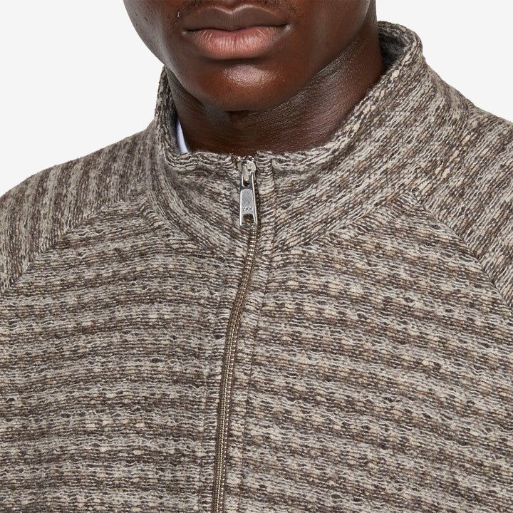 Leisure Zip Up Shredded Brown Stripe
