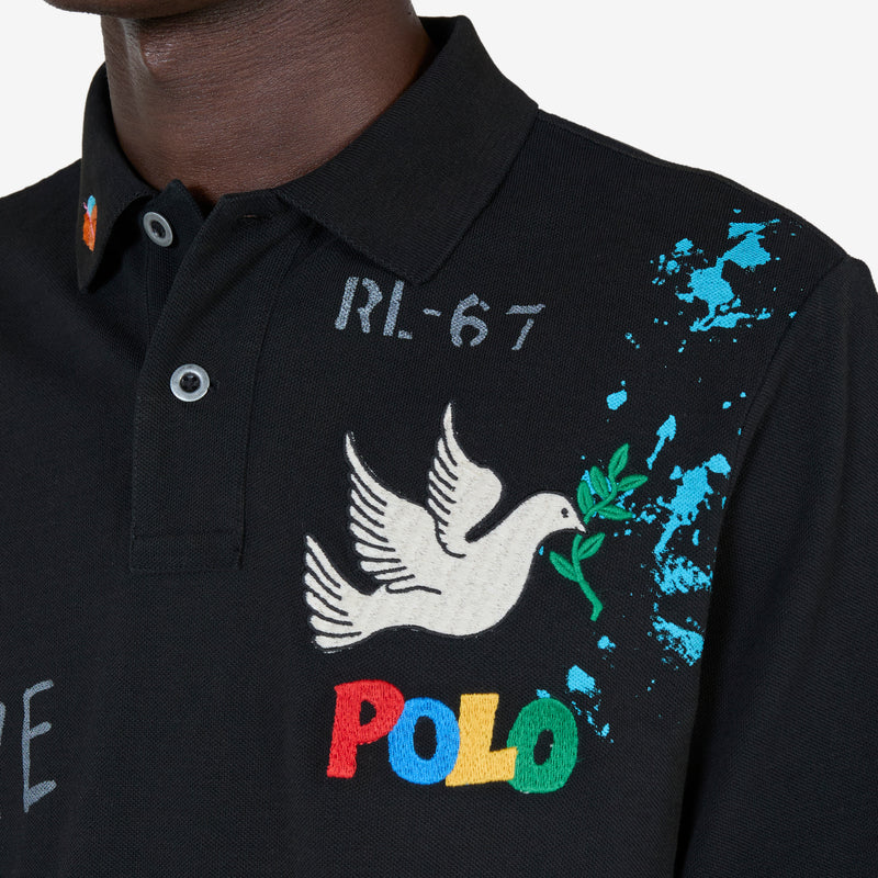 Classic Fit Mesh Graphic Polo Shirt Polo Black