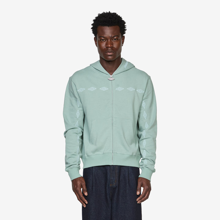 Umbro x Diamonds Zip Fitted Hoodie Sage Front