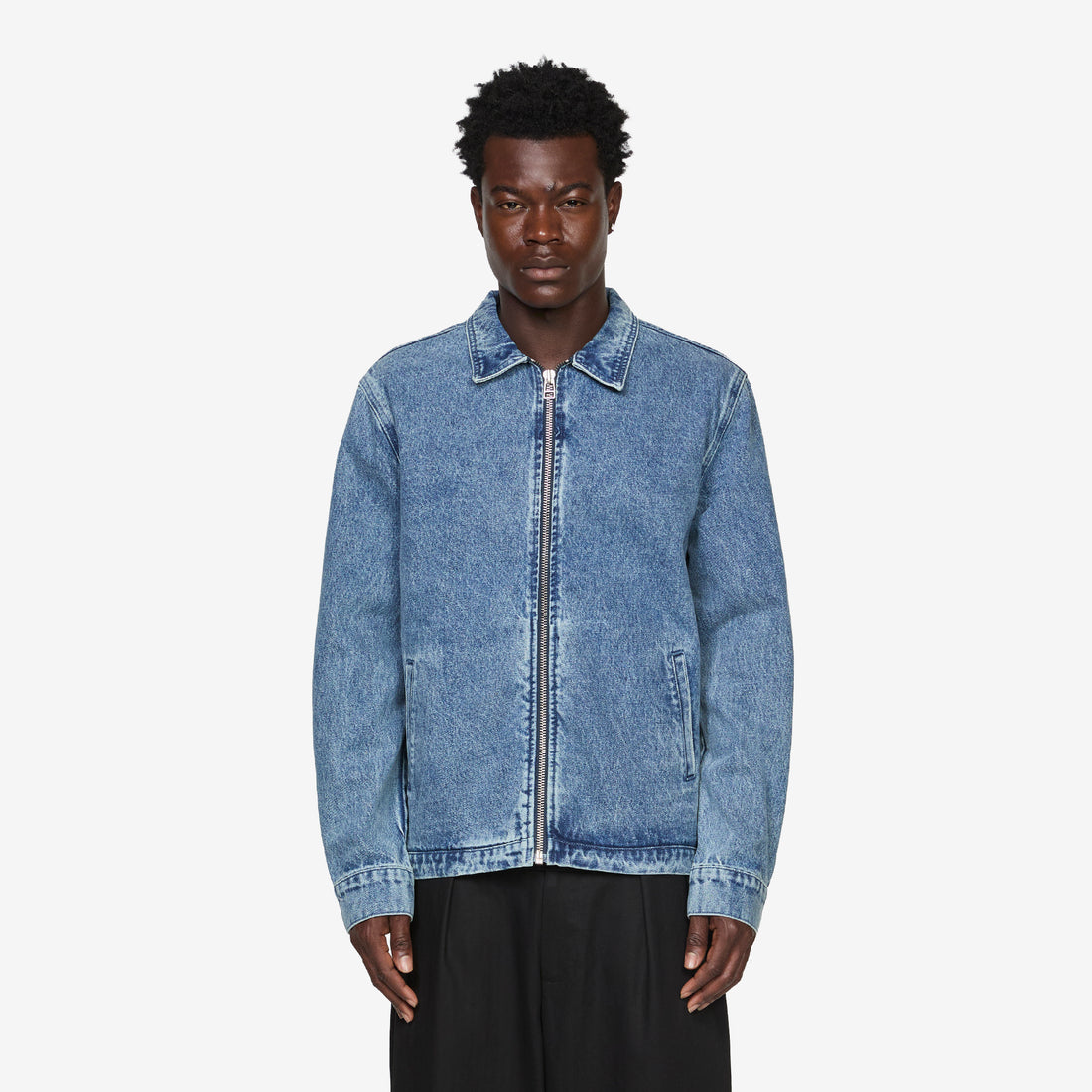 Denim Full Zip Jacket Stonewashed Jackets