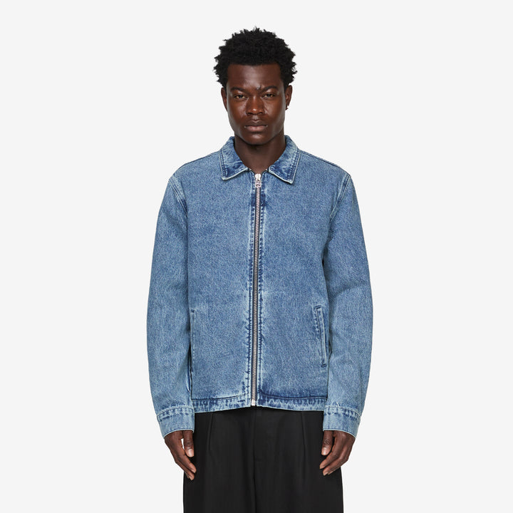 Denim Full Zip Jacket Stonewashed Front