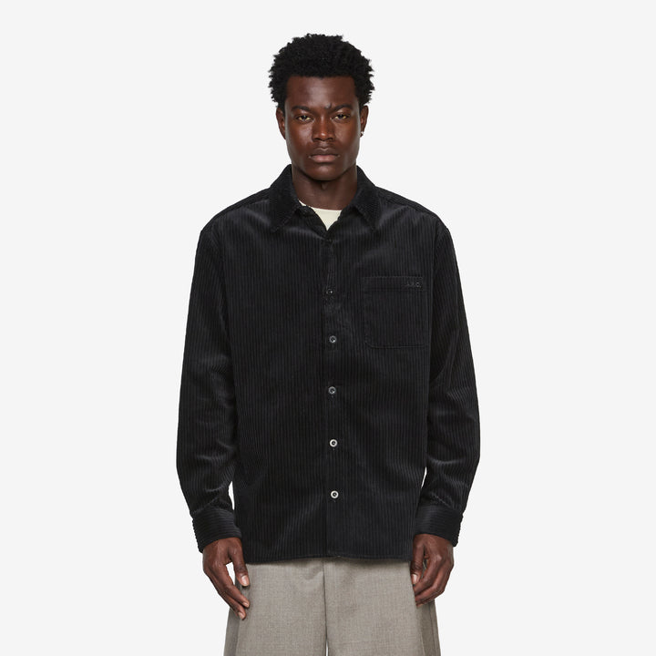 Malo Logo Overshirt Black Front