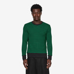 Striped Waffle Crewneck Juniper | Black