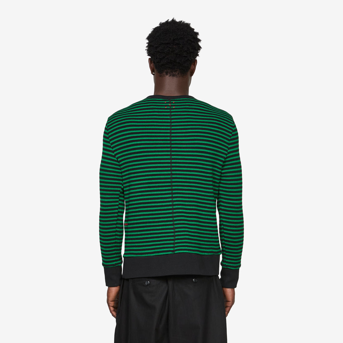 Striped Waffle Crewneck Juniper | Black Jumpers
