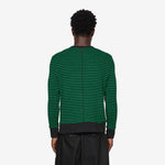 Striped Waffle Crewneck Juniper | Black