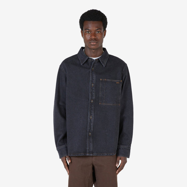 Graham Logo Overshirt Washed Black