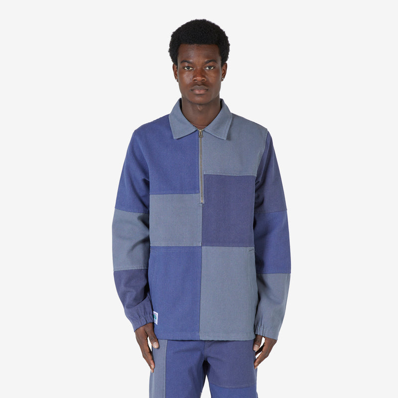 Washed Canvas Patchwork Jacket Washed Navy