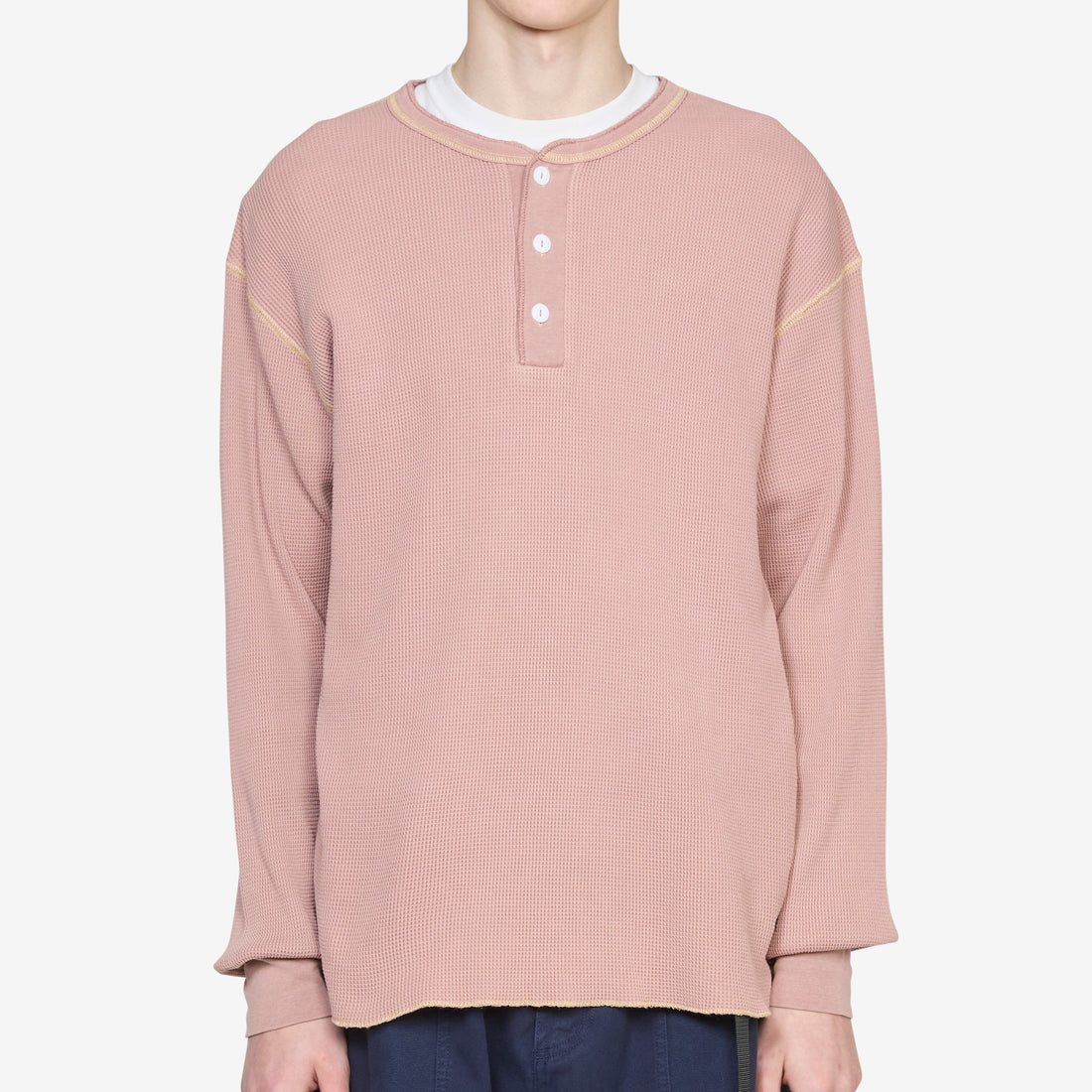 Healthknit Waffle Henley Plum Pigment Tees