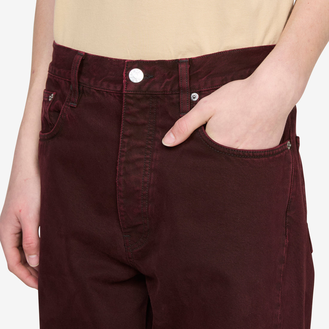 Wide Twist Jeans Dark Wine Dyed Pants