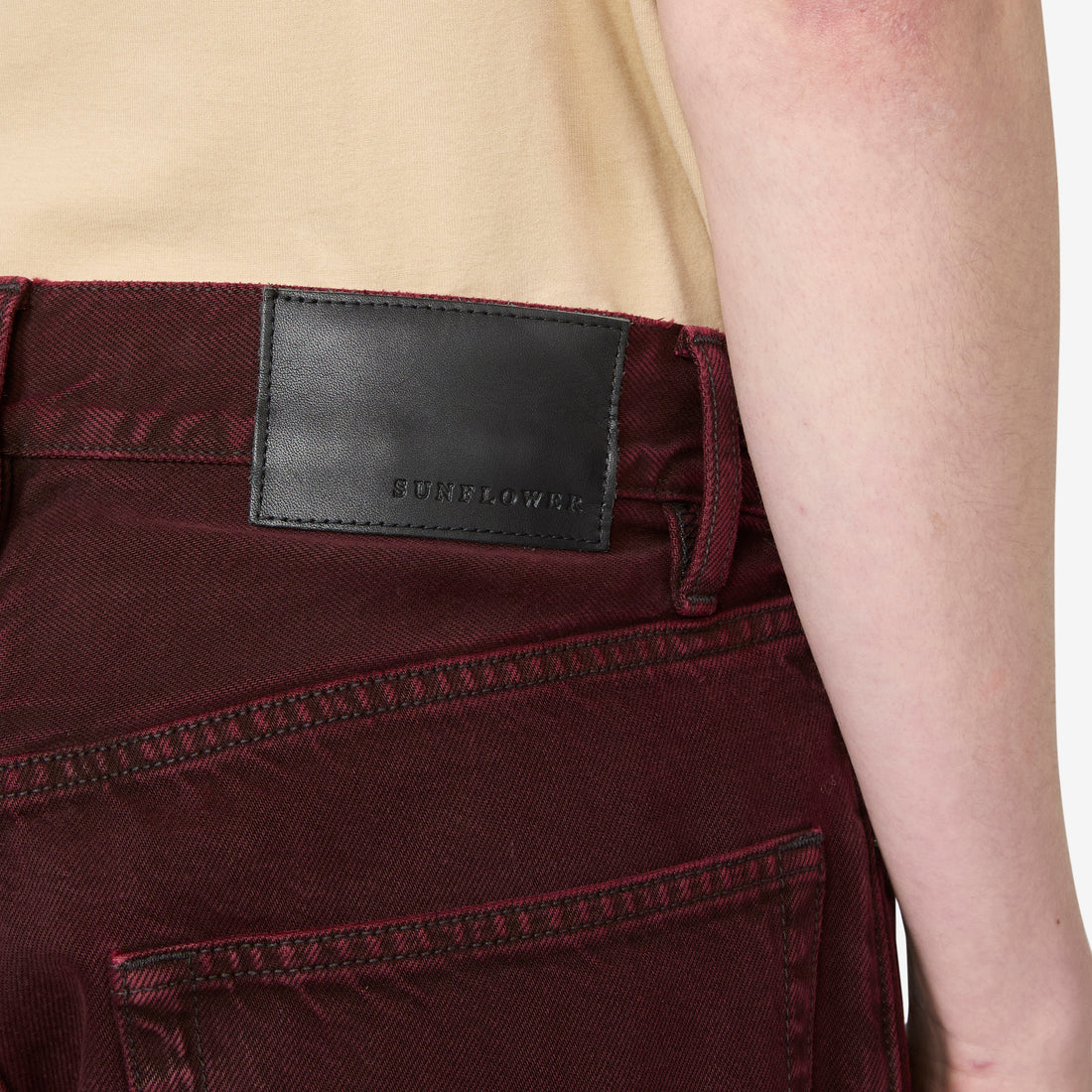 Wide Twist Jeans Dark Wine Dyed Pants