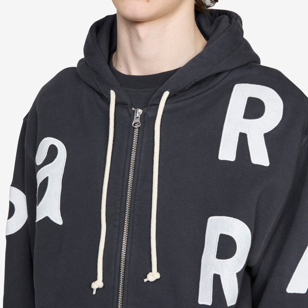 Word Salad Zip Hooded Sweatshirt Dark Navy Shirts