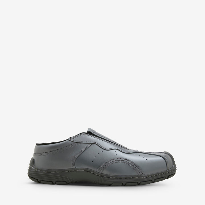 Aurix Slip On Mule Gunmetal Satin Finish Leather