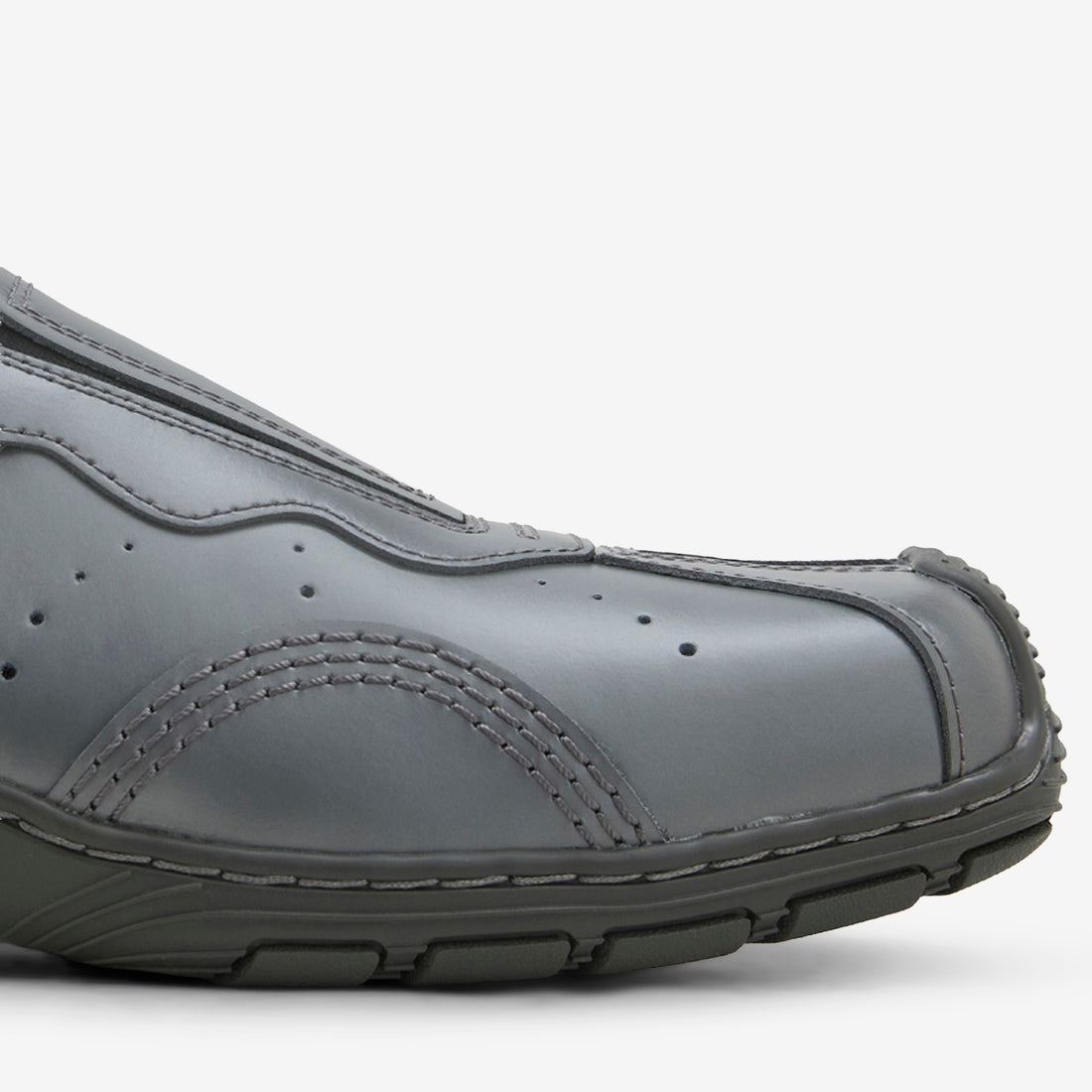 Aurix Slip On Mule Gunmetal Satin Finish Leather Footwear