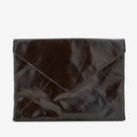 Large Leather Envelope Pouch Dark Grey