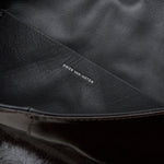 Large Leather Envelope Pouch Dark Grey