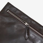 Large Leather Envelope Pouch Dark Grey