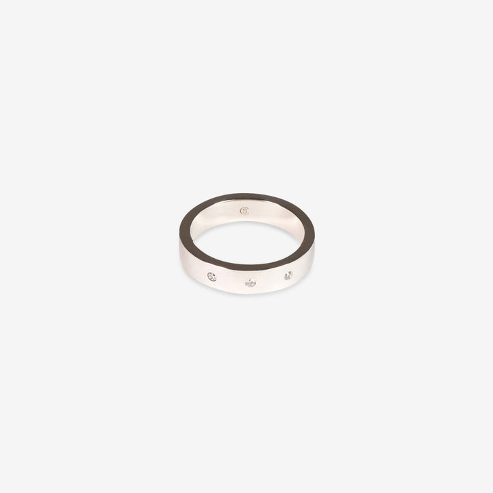 Diamond Band Ring Silver Front