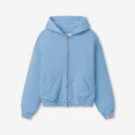 Distressed Zip Up Hoodie Sky Blue