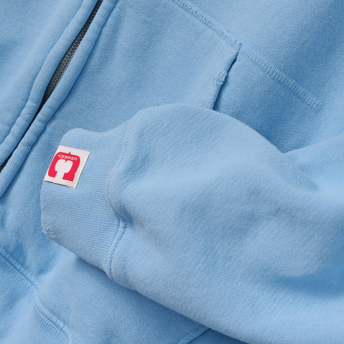 Distressed Zip Up Hoodie Sky Blue Jumpers
