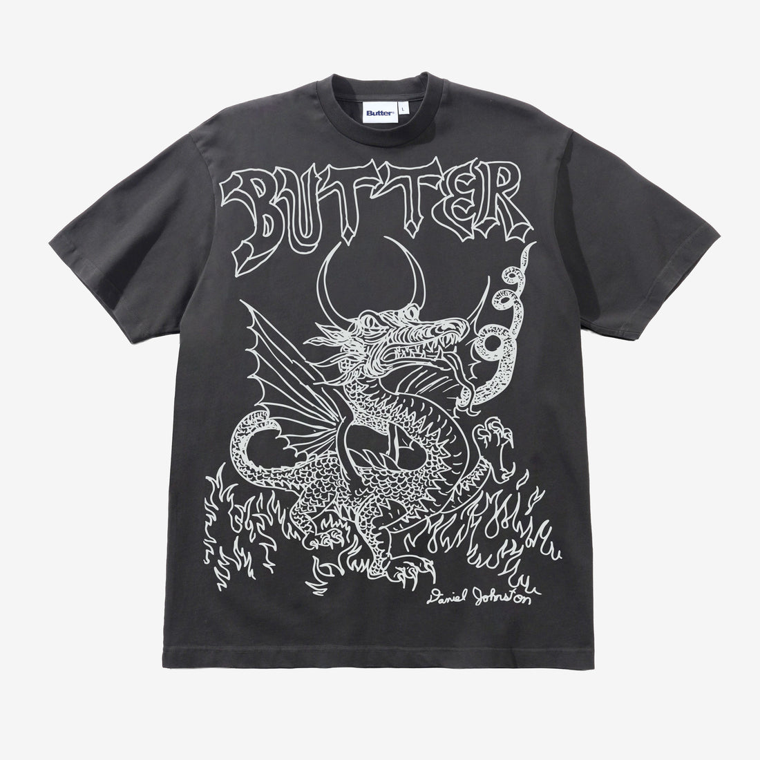 Daniel Johnston Dragon T-Shirt Washed Black Tees