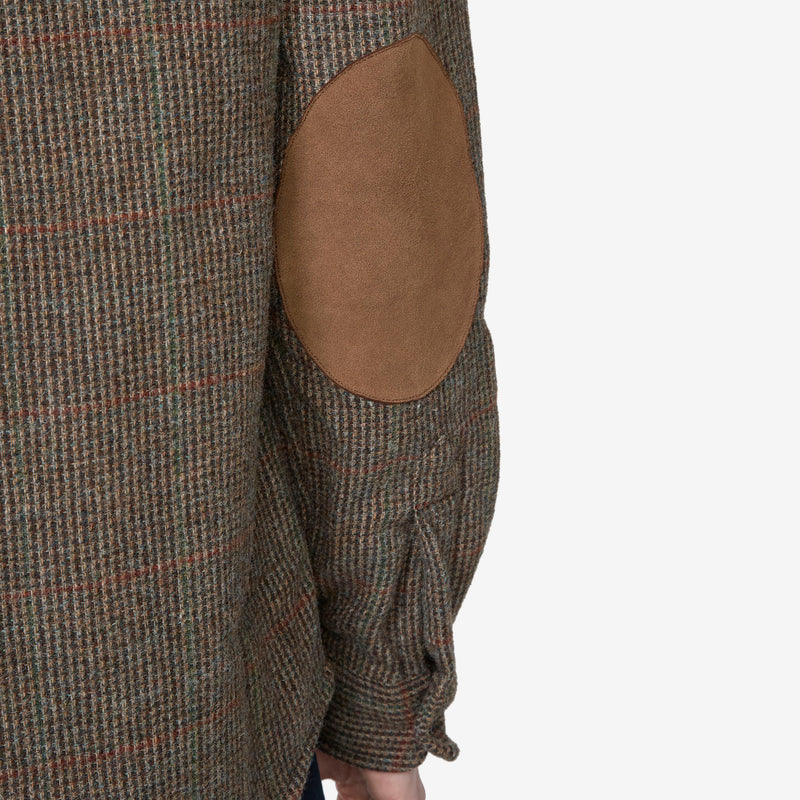Custom Fit Suede-Patch Plaid Wool Shirt 6184 Brown | Loden Multi Shirts
