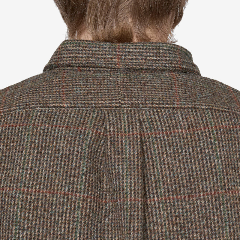 Custom Fit Suede-Patch Plaid Wool Shirt 6184 Brown | Loden Multi