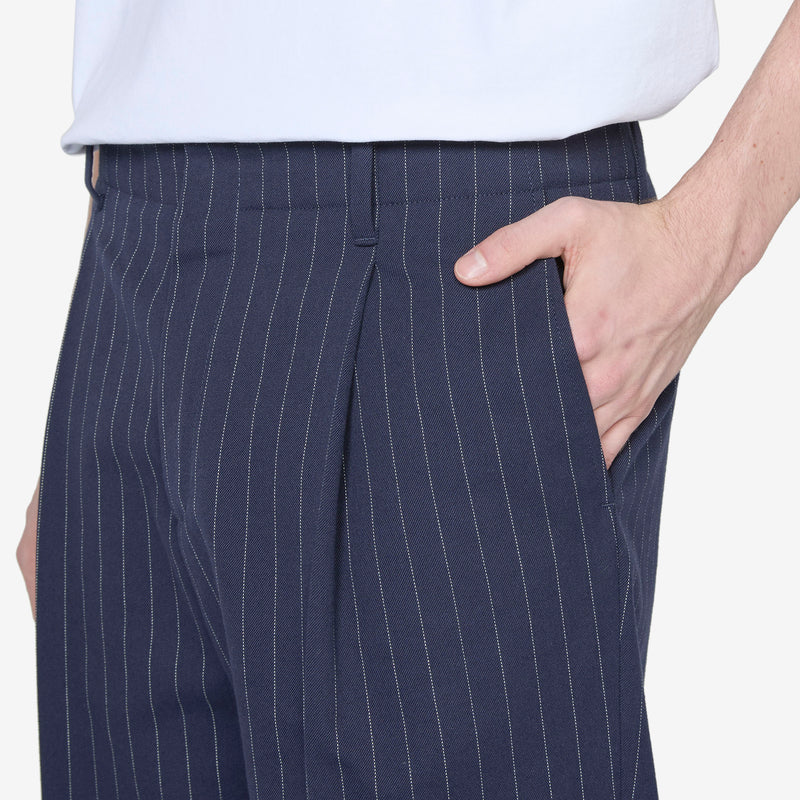 Tailored Pleated Pant Navy Stripes Pants