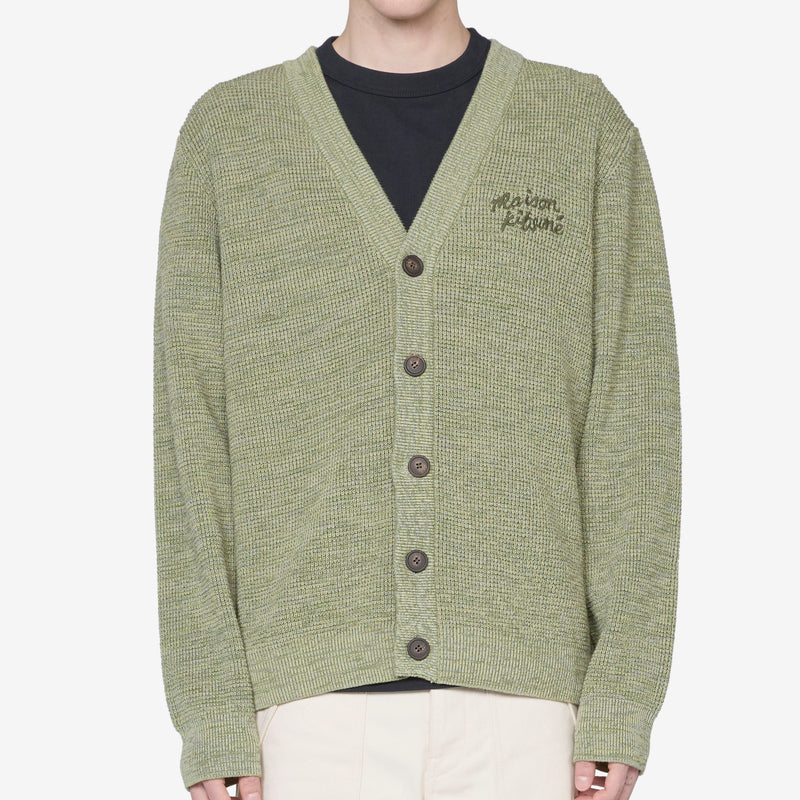 Maison Kitsuné Handwriting Comfort Cardigan Khaki Green Melange Jumpers