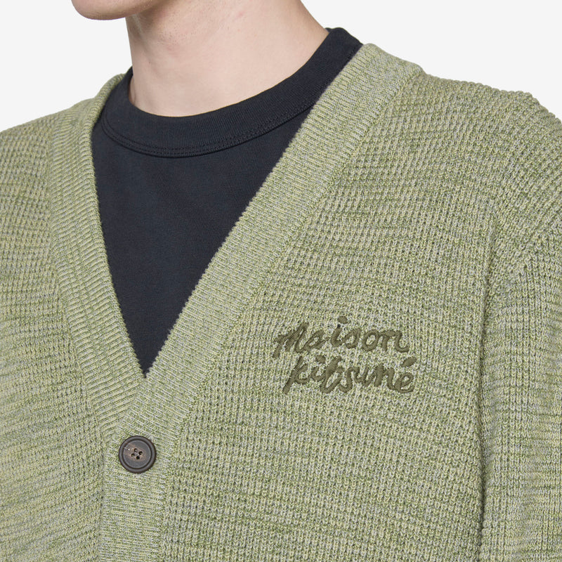 Maison Kitsuné Handwriting Comfort Cardigan Khaki Green Melange Jumpers