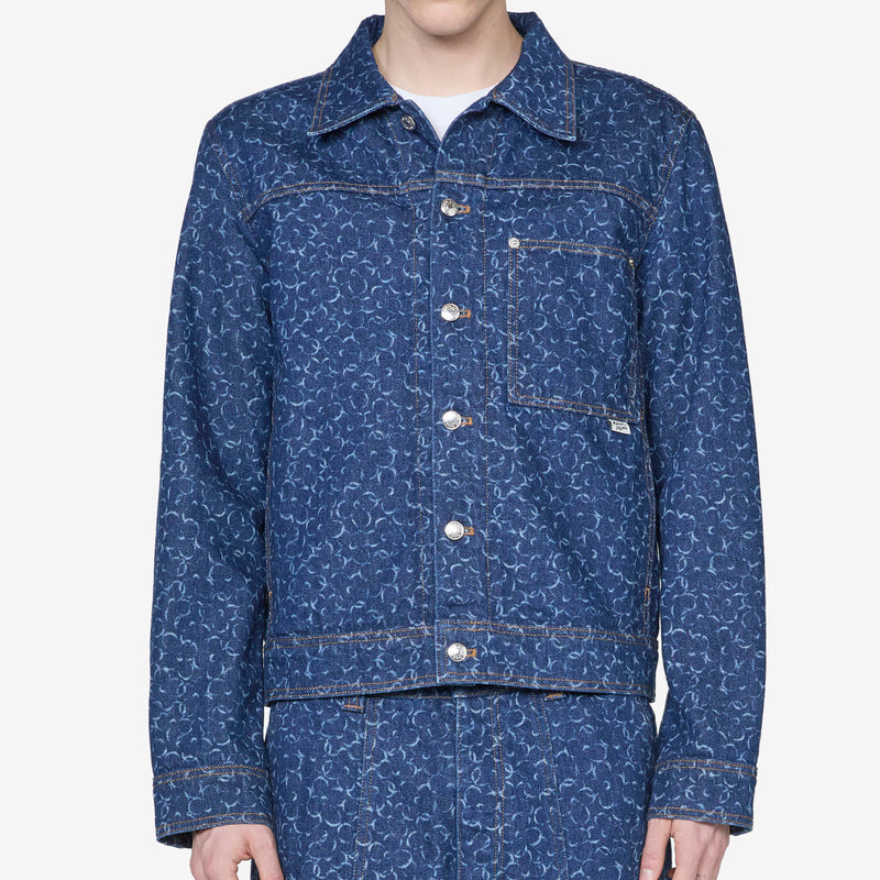 Straight Denim Jacket Laser Print Jackets