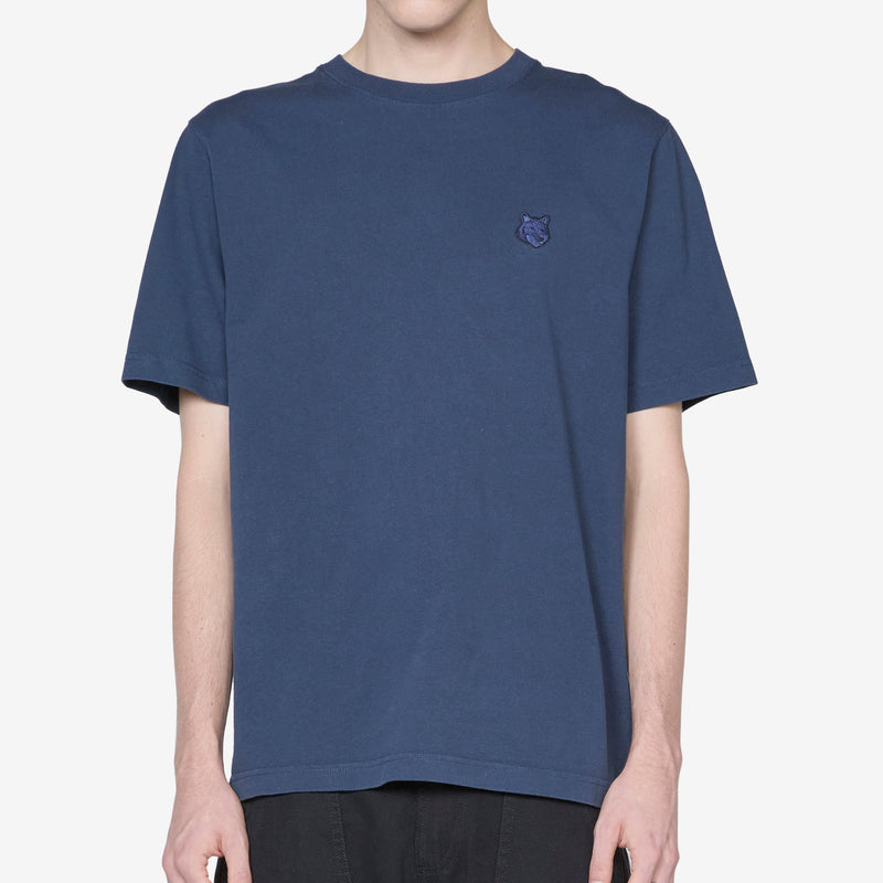 Bold Fox Head Patch Comfort T-Shirt Ink Blue Tees