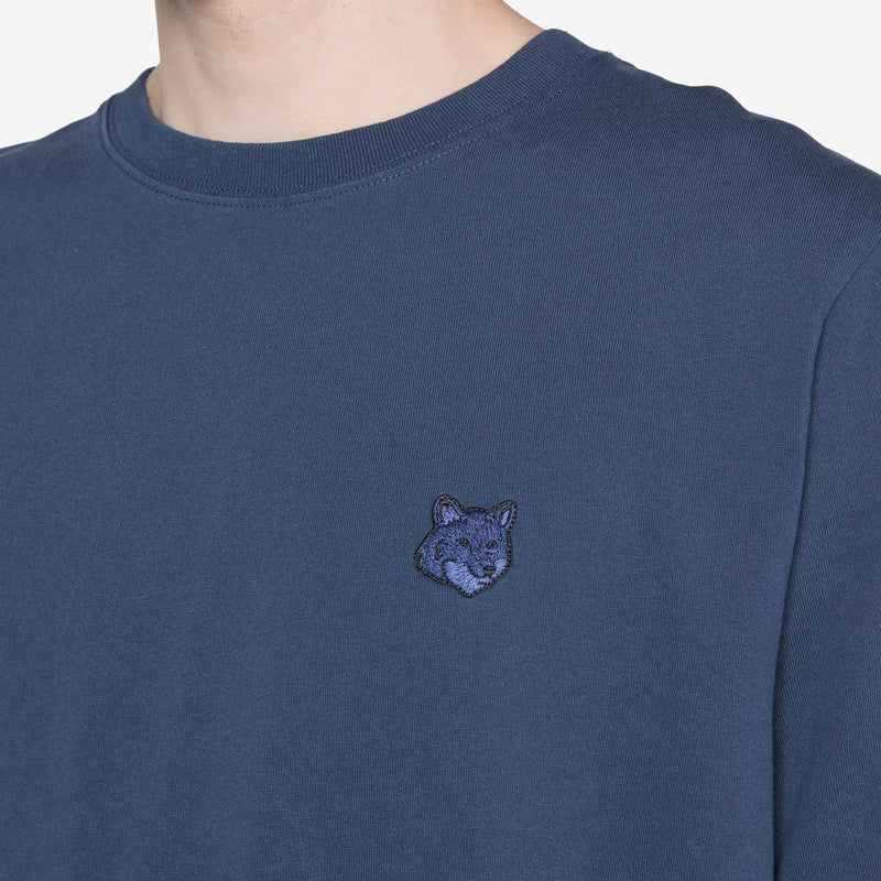 Bold Fox Head Patch Comfort T-Shirt Ink Blue Tees