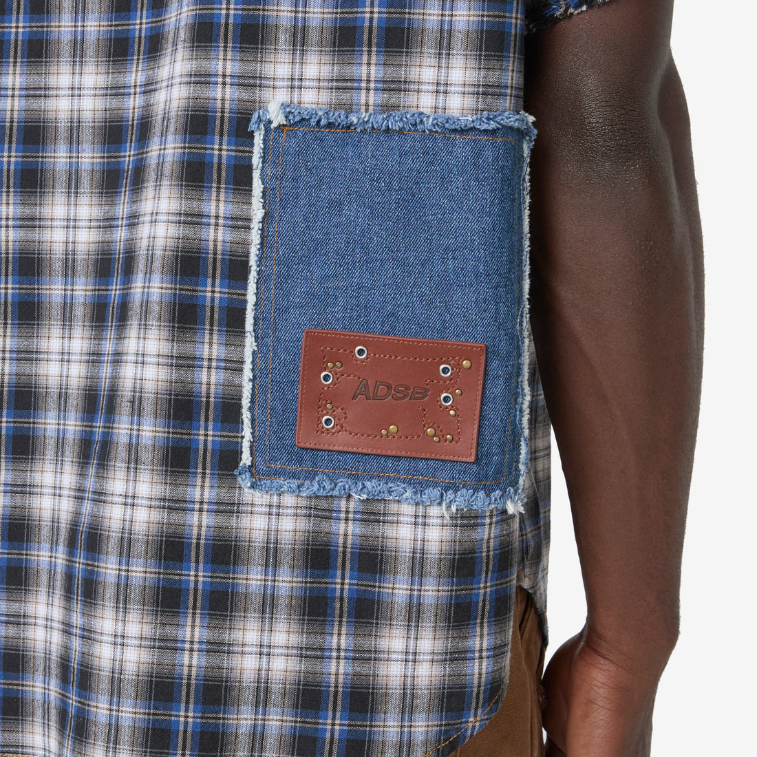 Denim & Check Raw Cut Shirt Blue Shirts