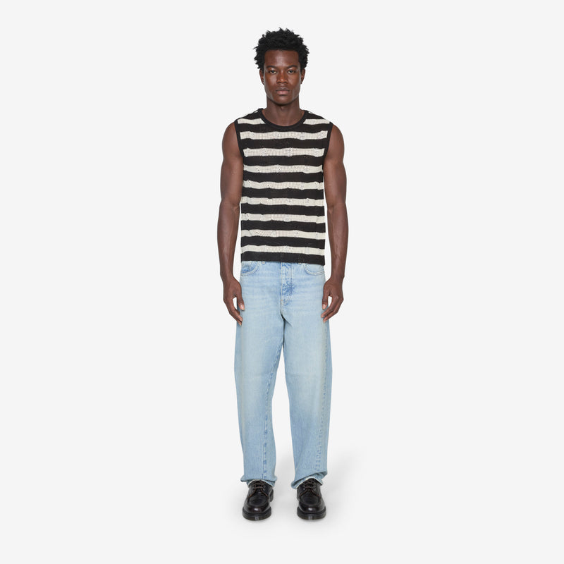 Net Damaged Sleeveless Sweater Black | Ecru Jumpers
