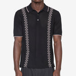 Knit Polo Mesh Stripe Black