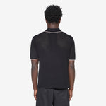 Knit Polo Mesh Stripe Black