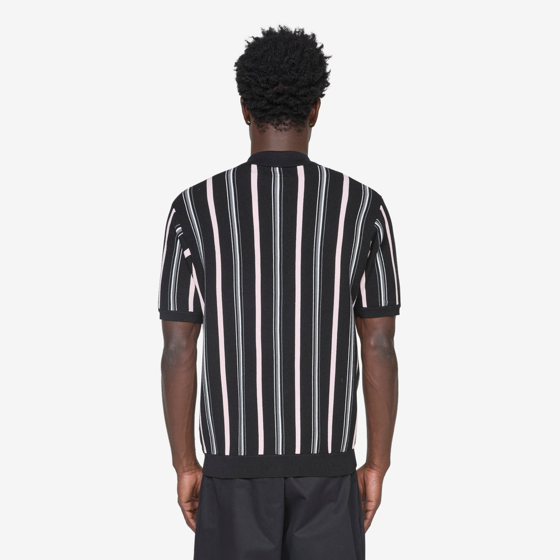 Zip Knit Stripe Black Jumpers