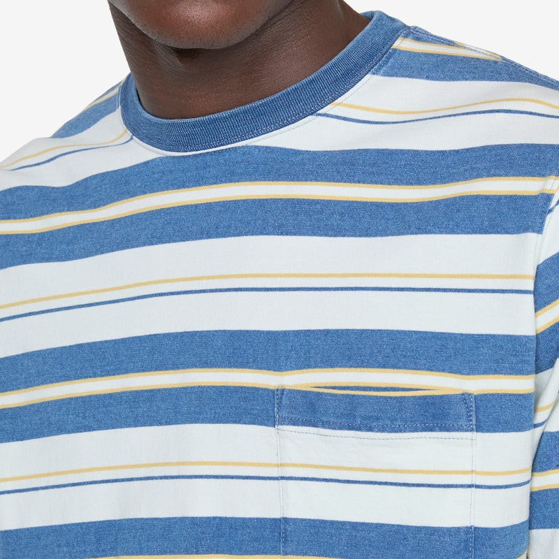 Longsleeve Pocket T-Shirt Indigo Stripe Bleach Tees