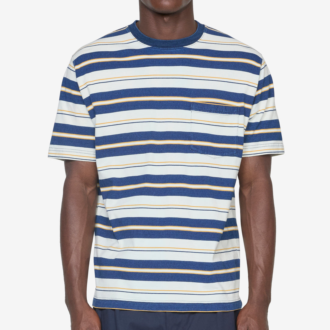 Pocket T-Shirt Stripe Indigo One Wash Tees
