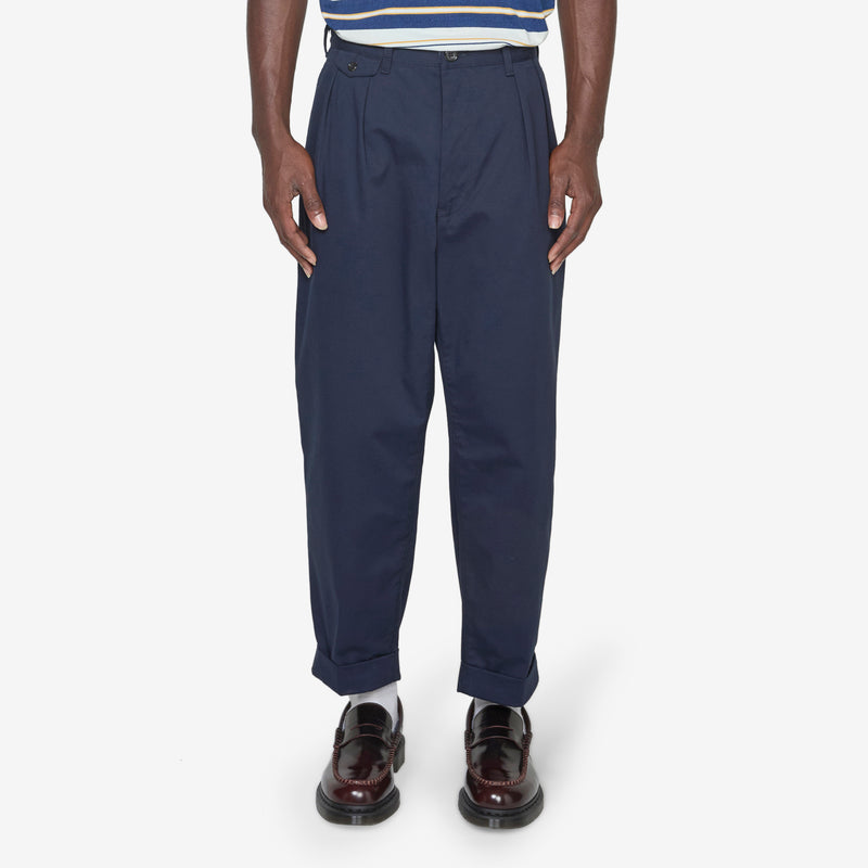 2 Pleats Twill Pants Navy Pants